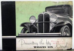 1931 Willys Six Coach Sales Folder Brochure Original