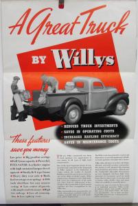 1939 Willys Pickup Truck Panel Del Half Ton Sales Folder Mailer Slick Original