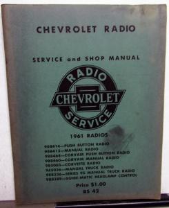 1961 Chevrolet Dealer Radio Service Shop Manual Repair Corvette Corvair Truck