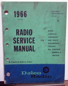 1966 GM Delco Radio Service Manual Repair Cadillac Chevy Olds Chrysler Lincoln
