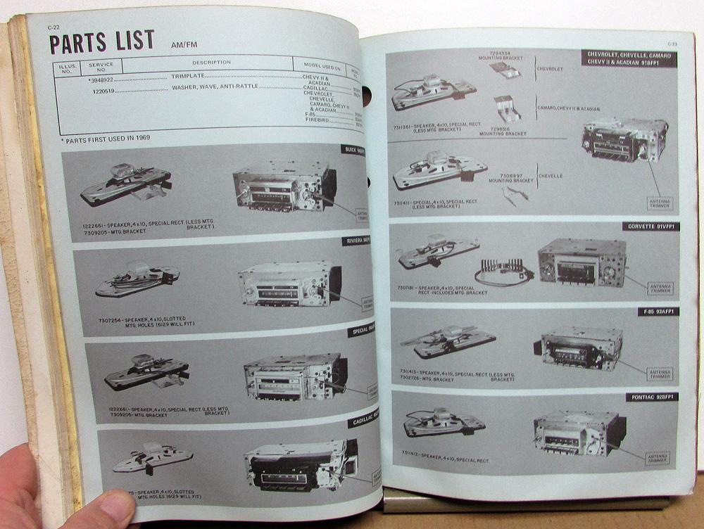 1969 GM Delco Radio Service Manual Repair Cadillac Chevy Buick Olds