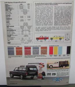 1980 Chevrolet LUV Series 10 Pickup Truck Sales Brochure Original
