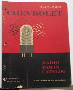 1942-1963 Chevrolet Dealer Radio Parts Catalog Book Antenna Speakers Repair