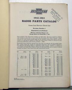 1942-1963 Chevrolet Dealer Radio Parts Catalog Book Antenna Speakers Repair