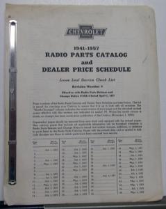 1941-1957 Chevrolet Dealer Radio Parts Catalog Book Antenna Speakers Repair