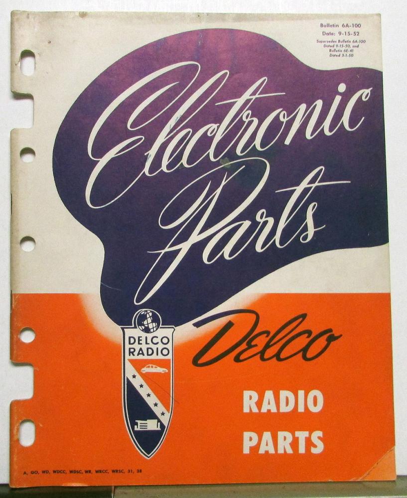 1952 Delco Electronic & Radio Parts GM Dealer Catalog Book Cadillac