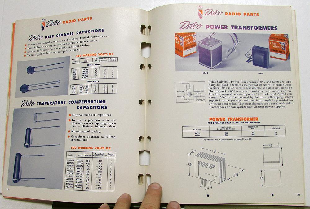 1952 Delco Electronic & Radio Parts GM Dealer Catalog Book Cadillac