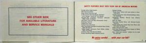 1967 AMC Rambler Marlin Ambassador Owner Protective Maintenance Booklet Canadian