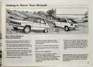 1984 AMC Renault Encore Owners Manual Care & Operation