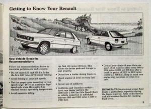 1984 AMC Renault Encore Owners Manual Care & Operation