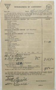 1932 Essex Super 6 Memorandum of Agreement - Coach - Wood Wheels & 2 Tail Lights