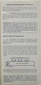 1980 AMC Maintenance Schedule and Reference Guide