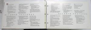 1987 Cadillac Allante Introduction Dealer Album Sales Reference Options Features