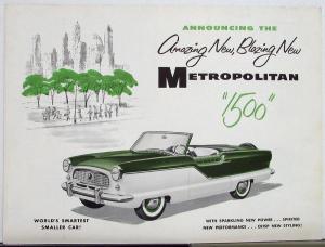 1956 AMC Metropolitan 1500 Sales Folder Mertro Club Emblem Back Cover
