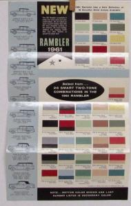 1961 AMC Rambler Solid & Two Tone Color Chart Sales Folder MAILER Original