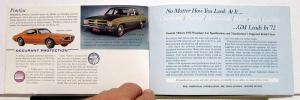 1972 General Motors GM Stockholder Product Brochure Camaro Corvette Firebird