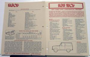 1974 Ford Dealer Fleet Leasing Sales Color Upholstery Guides Mustang T-Bird LTD