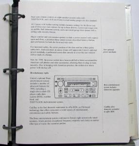 1998 Cadillac New Models Introduction Press Kit Media Eldorado DeVille Catera
