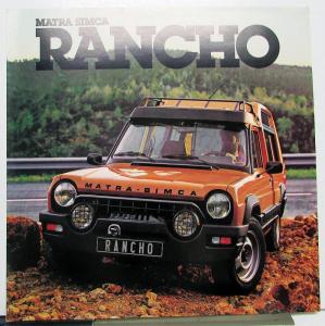 1979 Matra Simca Rancho Netherlands Dealer Dutch Text Sales Brochure Large
