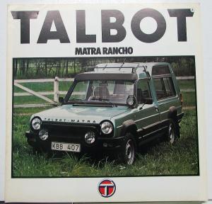 1980 Talbot Matra Rancho Foreign Dealer Swedish Text Sales Brochure Large