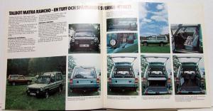 1980 Talbot Matra Rancho Foreign Dealer Swedish Text Sales Brochure Large