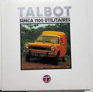 1980 Talbot Simca 1100 Utilitaires Foreign Dealer French Text Sales Brochure