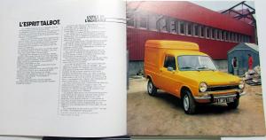 1980 Talbot Simca 1100 Utilitaires Foreign Dealer French Text Sales Brochure