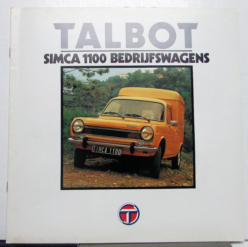 1980 Talbot Simca 1100 Bedrijfswagens Foreign Dealer Dutch Text Sales Brochure