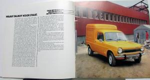 1980 Talbot Simca 1100 Bedrijfswagens Foreign Dealer Dutch Text Sales Brochure