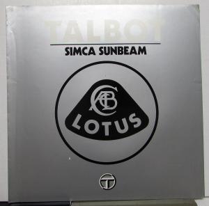 1980 Talbot Simca Sunbeam Foreign Dealer Dutch Text Sales Brochure