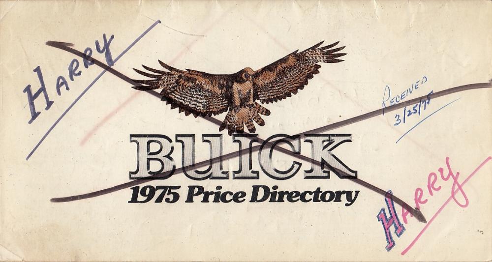 1975 Buick Dealer Price Directory Salesmens Reference Options & Prices Booklet