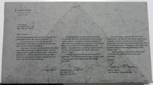 1995 Lincoln Continental New Model Introduction Personalized Mailer Brochure