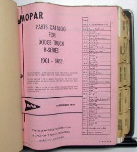 1961-1962 Dodge Truck Parts Catalog Book Light Medium Heavy Duty Models Pickup