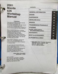 2001 Mazda 626 Service Shop Repair Manual