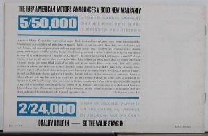 1967 AMC Ambassador Marlin Rebel Rambler Wagons Sales Brochure REVISED Orig