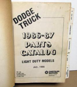 1986 1987 Dodge Light Duty Truck Dealer Parts Catalog Book Pickup Ramcharger Van