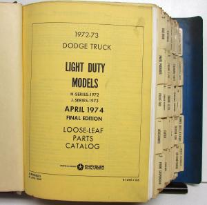 1972 1973 Dodge Light Medium & Heavy Duty Truck Dealer Parts Catalog Book Pickup