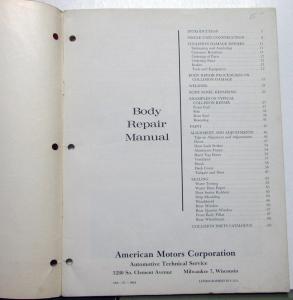 1961 AMC Rambler Single Unit Construction Body Repair Shop Manual Collision