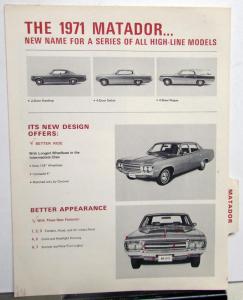 1971 AMC Matador Style Option Feature SALESMEN Dealer Item Data File Folder Orig