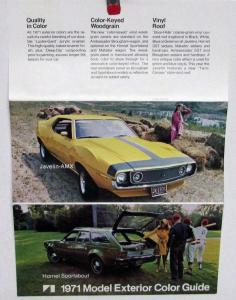 1971 AMC Exterior Color Guide Paint Chips Sales Brochure Folder Original