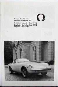 1969 Omega ST Sports Car Ford V8 Powered Motor Trend Car & Drive Sales Folder