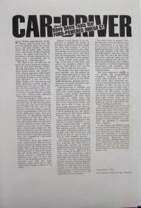 1969 Omega ST Sports Car Ford V8 Powered Motor Trend Car & Drive Sales Folder