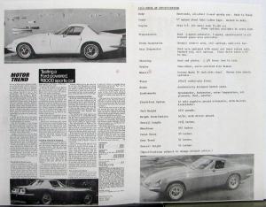 1969 Omega ST Sports Car Ford V8 Powered Motor Trend Car & Drive Sales Folder
