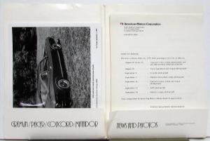 1978 AMC Concord Pacer Gremlin Matador Press Kit Photos Releases Original