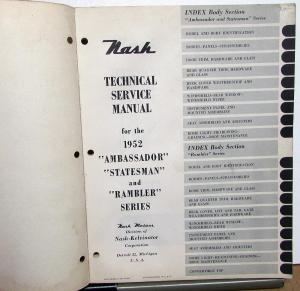 1952 Nash Ambassador Statesman Rambler Dealer Body Service Shop Repair Manual