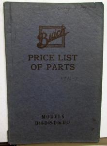 1916-1917 Buick Price List of Parts - Models D44-D45-D46-D47 Original