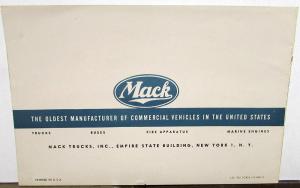 1950 Mack Trucks Buses Fire Apparatus Marine Engines Sales Brochure Orig