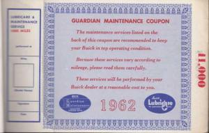 1962 Buick Owners Protection Plan Booklet Service Warranty Original