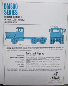 1966 Mack Trucks DM 800 Series Facts Figures Sales Brochure Original