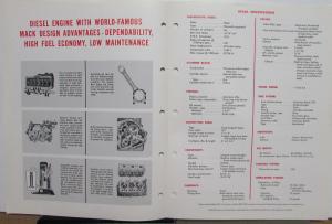1965 Mack Trucks Model END 673C ENDL 673C Specifications Sales Brochure Original